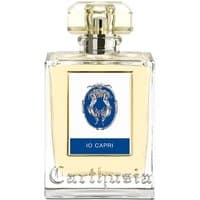 Carthusia Io Capri Eau de Parfum 50 ml, clear glass bottle with ornate cap and blue emblem label.