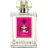 Clear glass bottle of Carthusia Tuberosa Eau de Parfum, 50 ml, with a pink label and ornate cap.