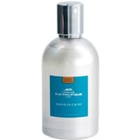 Silver bottle of Amour de Cacao Eau de Toilette, blue label, silver cap, 100 ml, by Comptoir Sud Pacifique.