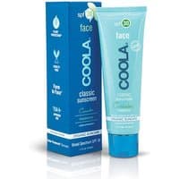 Coola Classic Face SPF 30 Cucumber, 50ml tube, light blue with white cap, next to matching box with text and icons.