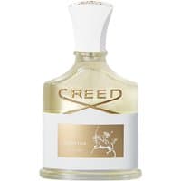 Creed Aventus For Her Eau de Parfum 75 ml bottle, clear glass with white and gold label, white cap.