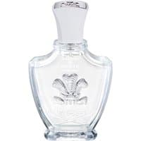Clear glass bottle of Creed Love in White for Summer Eau de Parfum, floral design, white cap, 75 ml.