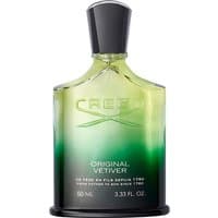 Green gradient Creed Original Vetiver Eau de Parfum bottle, 50 ml, with black cap and embossed logo.