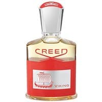 Creed Viking Eau de Parfum 50 ml bottle with silver cap, red label featuring a Viking ship design.