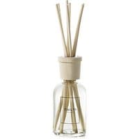 Culti Fuoco Stile diffuser, clear glass bottle with natural wood cap and reed sticks, 100 ml, amber oriental scent.