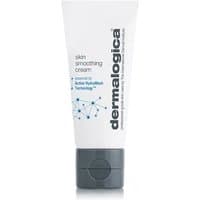 White Dermalogica Skin Smoothing Cream tube, 15 ml, with gray cap and blue molecular design.