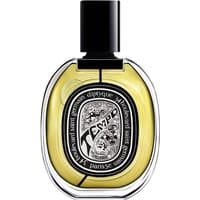 Diptyque Tempo Eau de Parfum 75 ml, oval glass bottle with black cap, intricate label design, yellow liquid.
