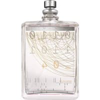 Clear glass bottle with abstract design, silver cap, containing Escentric Molecules Molecule 04 unisex woody perfume, 100 ml.