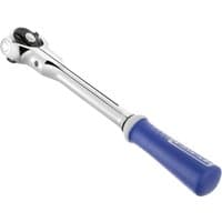 Silver Expert swivel head ratchet with blue handle and 3/8in drive, featuring a reversible mechanism.