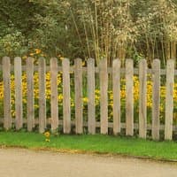 Forest Garden heavy duty pale picket fence panel, 6' x 3', pressure treated wood, vertical slats, natural finish.