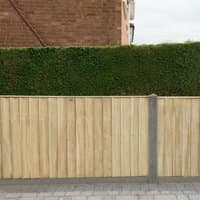 Forest 6' x 4' pressure treated vertical closeboard fence panel, natural wood finish, sturdy and weather-resistant.