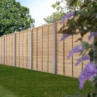 Forest 6' x 6' Larchlap Signature Fence Panel, natural wood finish, vertical slats, sturdy frame, ideal for gardens.