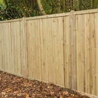 Forest 6x6 Acoustic Noise Reduction Fence Panel, natural wood finish, vertical slats, framed top edge, 1.83m x 1.80m.