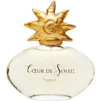 Fragonard Coeur de Soleil Eau de Parfum, 100 ml, oval bottle with gold sun-shaped cap, women's citrus fragrance.