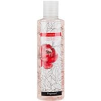 Fragonard Pivoine Cleansing Body Gel 250 ml, clear bottle with floral design and red peony illustration.