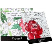 Set of 20 Fragonard perfumed sachets, floral design packaging, featuring red and white flowers with green leaves.