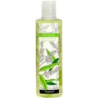 Clear bottle of Fragonard Verveine Cleansing Body Gel, 250 ml, with green label and botanical design.