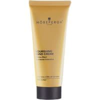 Yellow tube of Hobe Pergh Nourishing Hand Cream, 75 ml, with black cap and black text on the front.