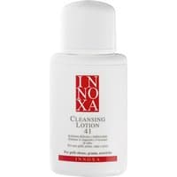 White Innoxa Cleansing Lotion bottle, 120 ml, with red logo and text, designed for oily skin care.