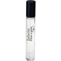 Clear glass vial with black cap, labeled "Juliette has a Gun," containing unisex musk perfume, 7.5 ml size.