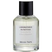 Clear glass bottle with black cap, white label reading "Laboratorio Olfattivo Decou-Vert Eau de Parfum 100 ml."