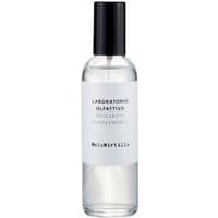Clear glass bottle with black cap, white label reading "Laboratorio Olfattivo MeloMirtillo Fruity Room Spray 100 ml".