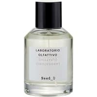 Clear glass bottle with black cap, labeled "Laboratorio Olfattivo Need_U," containing 100 ml unisex musk perfume.