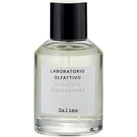 Clear glass bottle with black cap, white label reading "Laboratorio Olfattivo Salina," containing 100 ml unisex marine perfume.