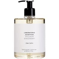 Clear bottle of Laboratorio Olfattivo Zen-Zero liquid soap with black pump and minimalist white label.