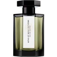 Black-capped hexagonal bottle of Mure Et Musc Extreme Eau de Parfum, 100 ml, with a white label by L'Artisan Parfumeur.
