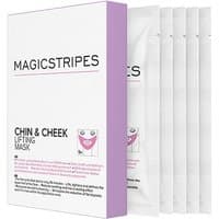 Magic Stripes Chin & Cheek Lifting Mask multipack, purple box with five white mask packets, suitable for all skin types.