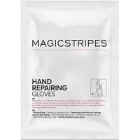 White Magic Stripes hand repairing gloves packet with text and illustration of hands.