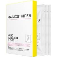 Magic Stripes Hand Repairing Gloves pack with yellow edge, includes three white glove packets.