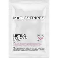 Magic Stripes Lifting Collagen Mask in white packet with bold black text and small face illustration.