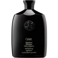 Black Oribe Signature Shampoo bottle, 250 ml, with embossed logo and gold text detailing.