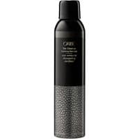 Black cylindrical Oribe clarifying shampoo bottle with textured lower half and sleek black cap, 200 ml.
