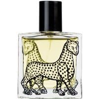 Clear glass bottle with black cap, featuring leopard design, containing Ortigia Florio Eau de Parfum 30 ml unisex floral perfume.