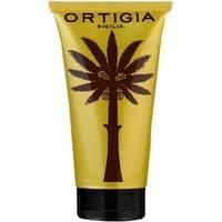 Yellow Ortigia Zagara body cream tube, 100 ml, with black palm tree design and black cap.
