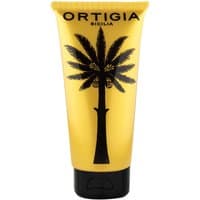 Yellow Ortigia Zagara hair conditioner tube with black palm tree design, 100 ml size.