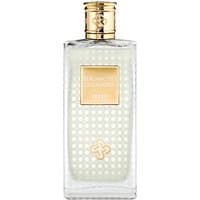 Clear glass bottle with gold cap, featuring a dotted pattern and gold label for Perris Bergamotto di Calabria Eau de Parfum.