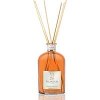 Clear glass bottle with amber liquid, labeled "Salentum," featuring reed sticks for citrus aroma diffusion.