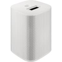 White Samsung projector with a sleek, rectangular design and touch interaction panel on top.