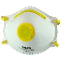 White Scan disposable mask with yellow valve and straps, Ffp1 protection, moulded design, box of 10.
