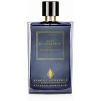 Blue rectangular bottle of Simone Andreoli Zest di Sorrento Eau de Parfum with black cap and gold label.