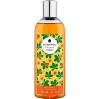 Tuttotondo Castagna shower gel 300 ml in orange bottle with chestnut leaf pattern and silver cap.