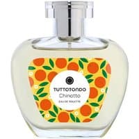Clear glass bottle of Tuttotondo Chinotto Eau de Toilette with colorful citrus label, silver cap, 100 ml size.