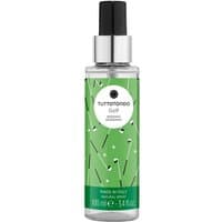 Clear bottle with green golf-themed label, black spray cap, Tuttotondo Golf Boosting Deodorant 100 ml.