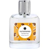 Clear glass bottle of Tuttotondo Scherma Eau de Toilette with orange label and silver cap.