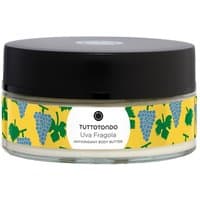 Tuttotondo Uva Fragola Body Butter, 200g jar, black lid, yellow label with grape illustrations.