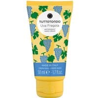 Yellow tube of Tuttotondo Uva Fragola hand cream with grape illustrations, 50 ml size.